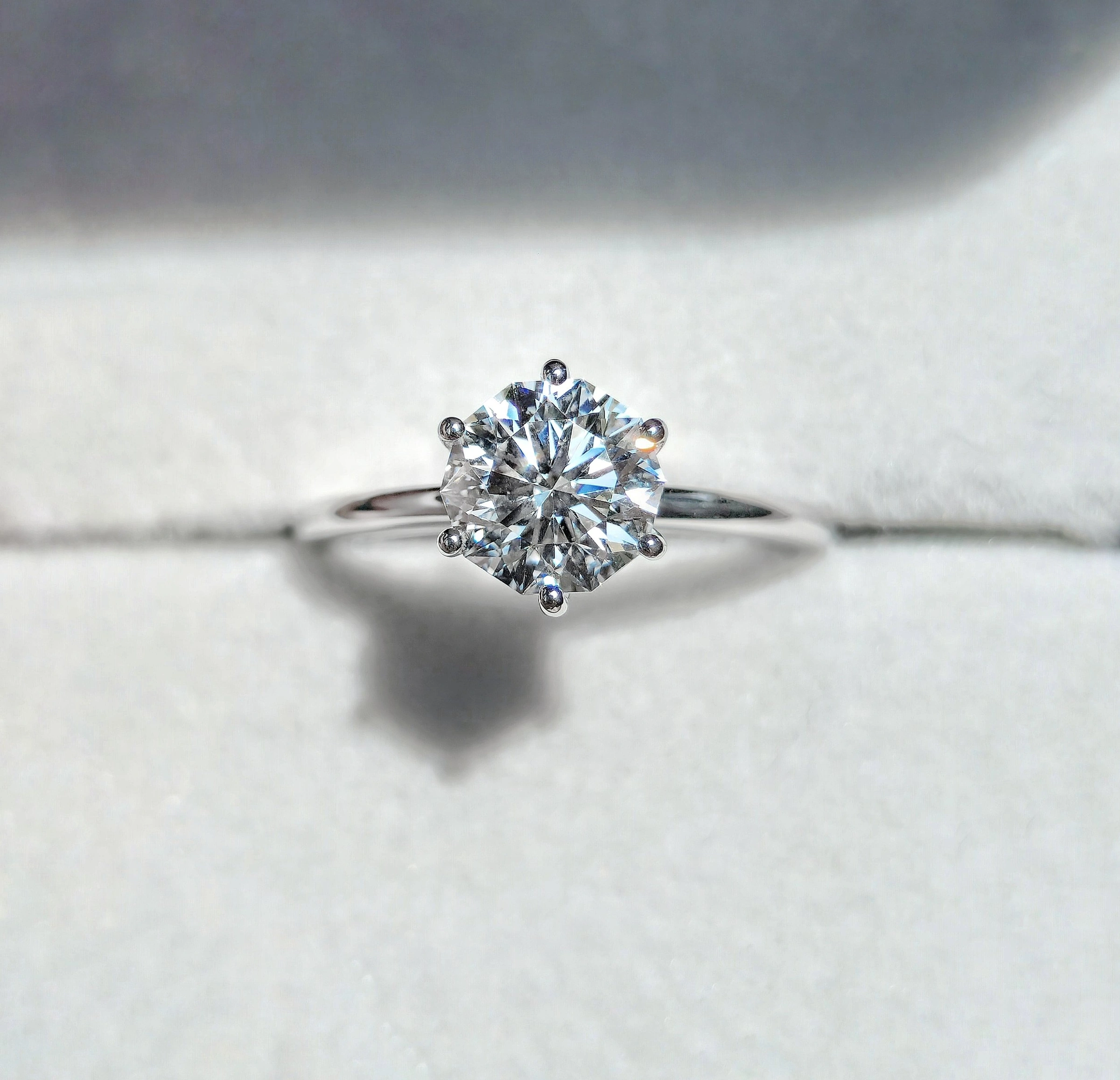 Decagon Cut Diamond Engagement Ring in Platinum