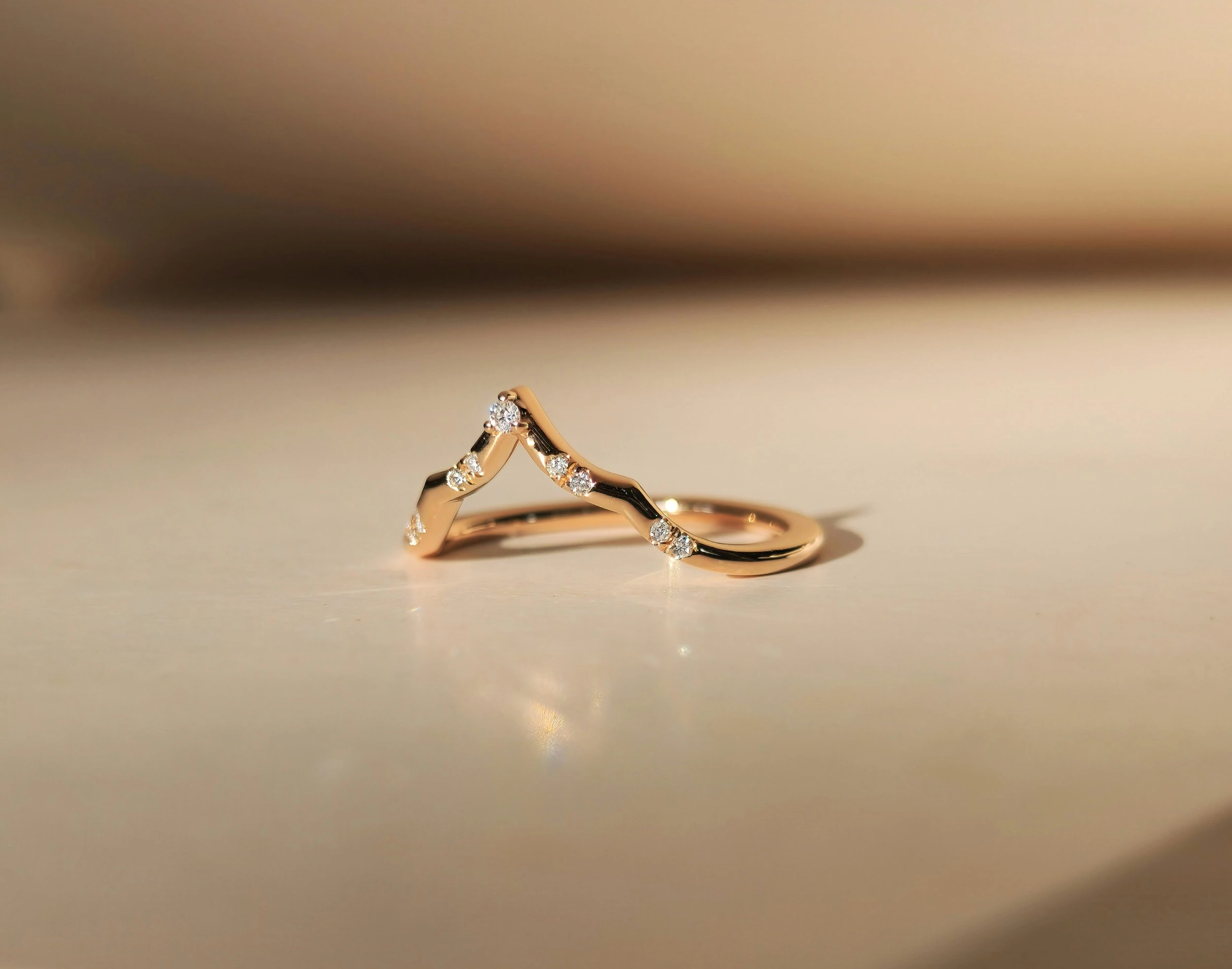 Diamond Tiara Wedding Ring in 18k Rose Gold