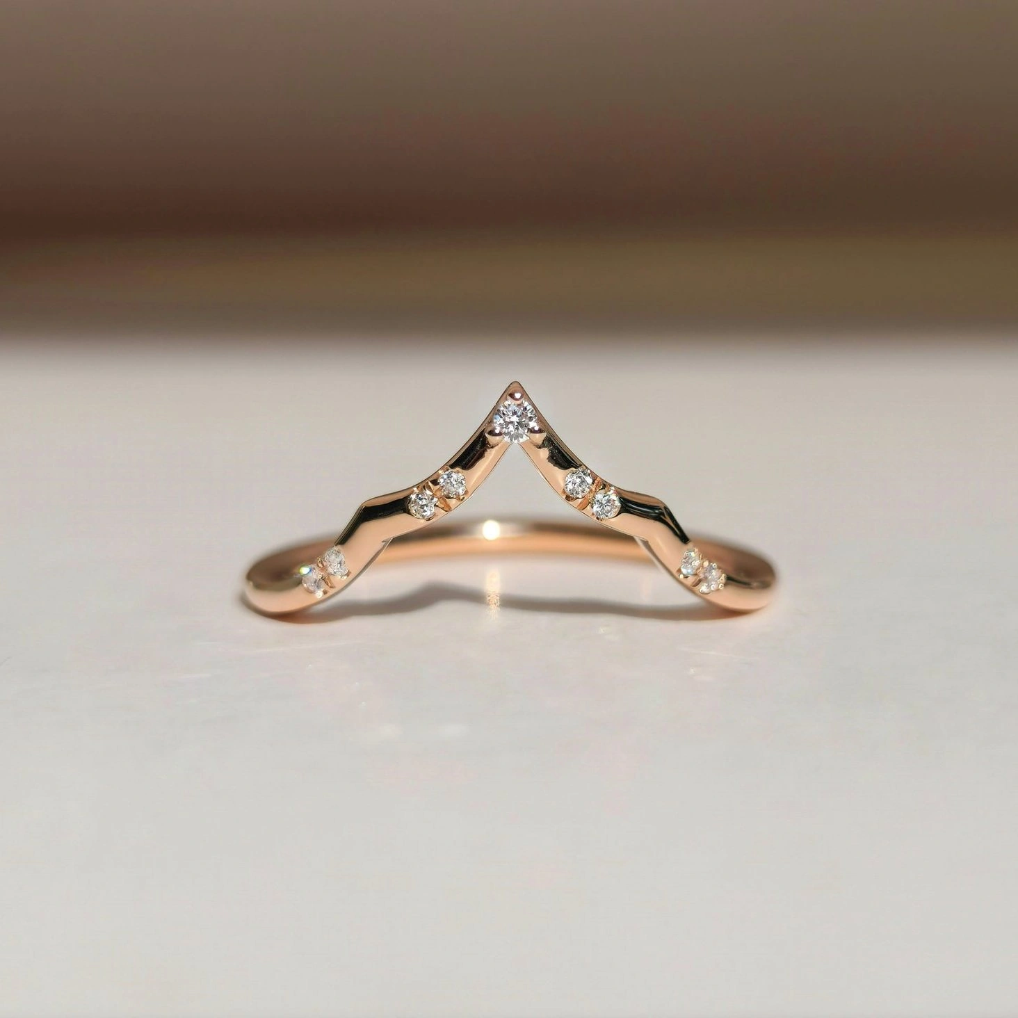 Diamond Tiara Wedding Ring in 18k Rose Gold