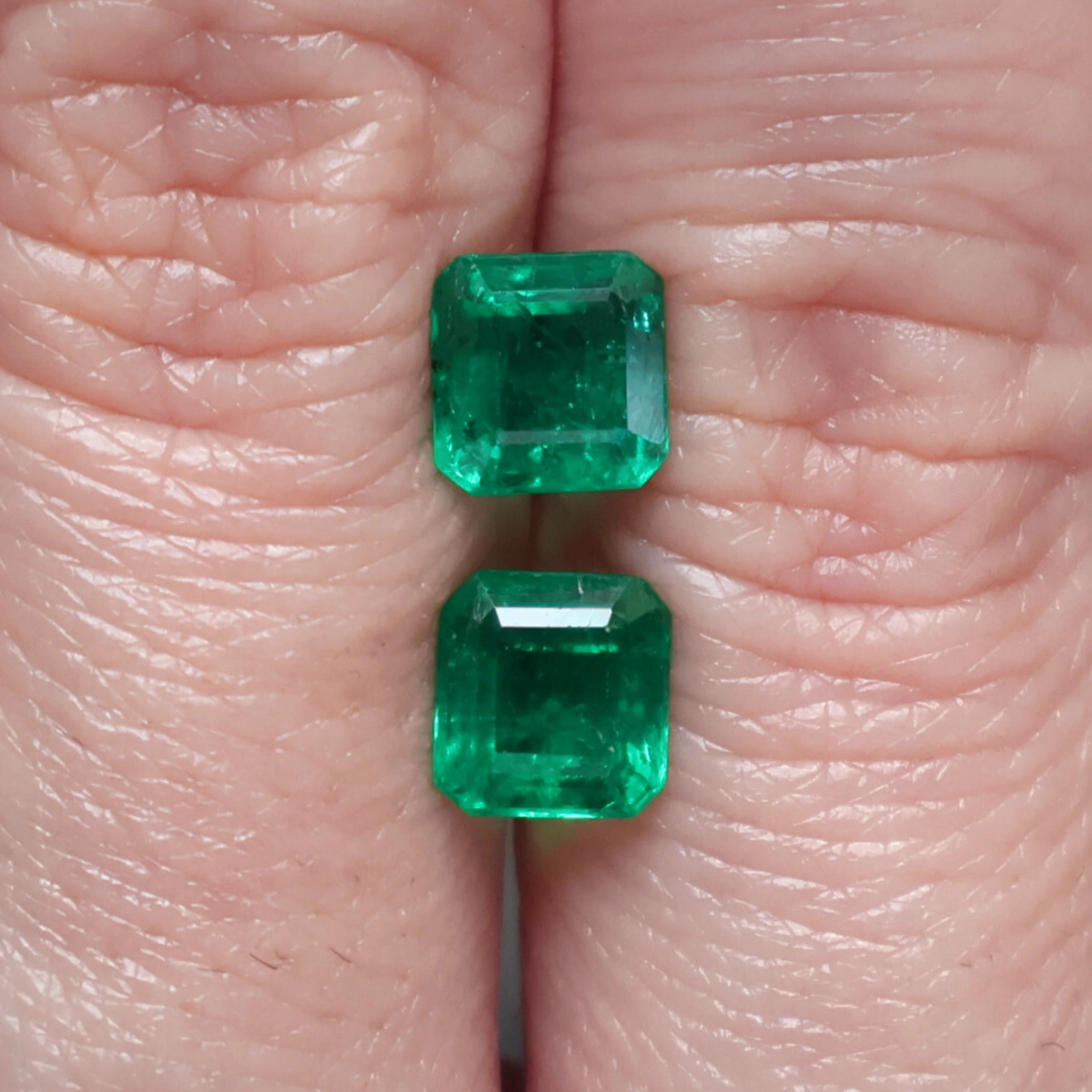 Vivid Green Emerald Pair 2.26ct, Zambia
